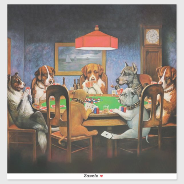 Hunde Poker von C.M. Coolidge Aufkleber (Blatt)