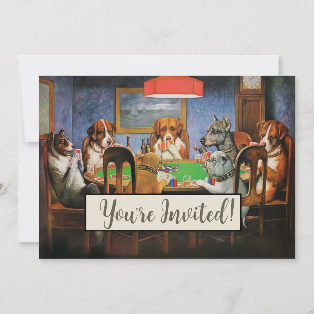 Hunde Poker von C.M. Coolidge Einladung (Vorderseite)