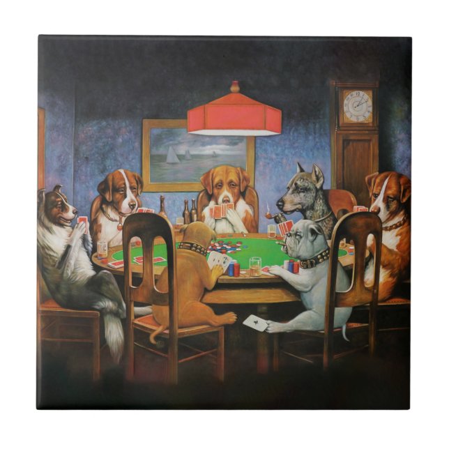 Hunde Poker von C.M. Coolidge Fliese (Vorderseite)
