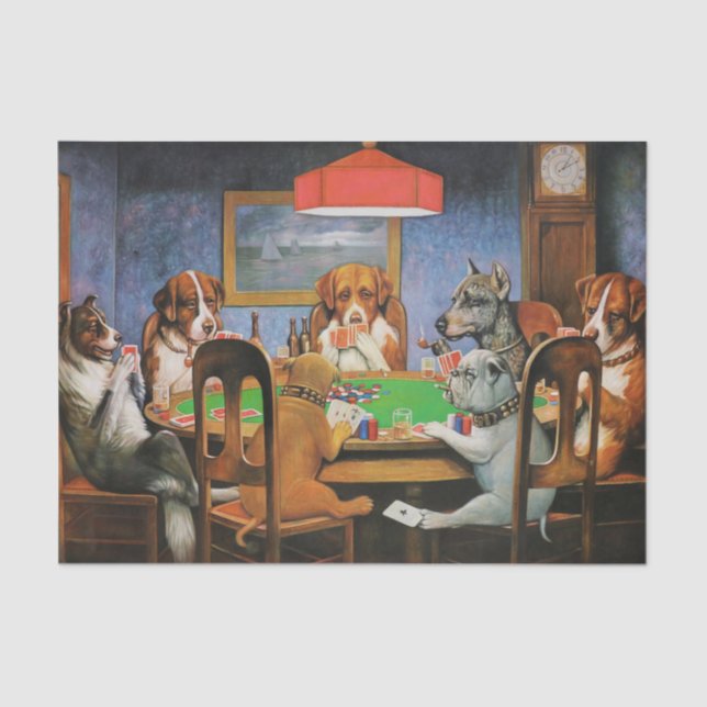 Hunde Poker von C.M. Coolidge Seidenpapier (Vorderseite)