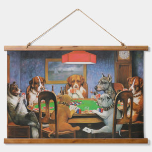 Hunde Poker von C.M. Coolidge Wandteppich Mit Holzrahmen