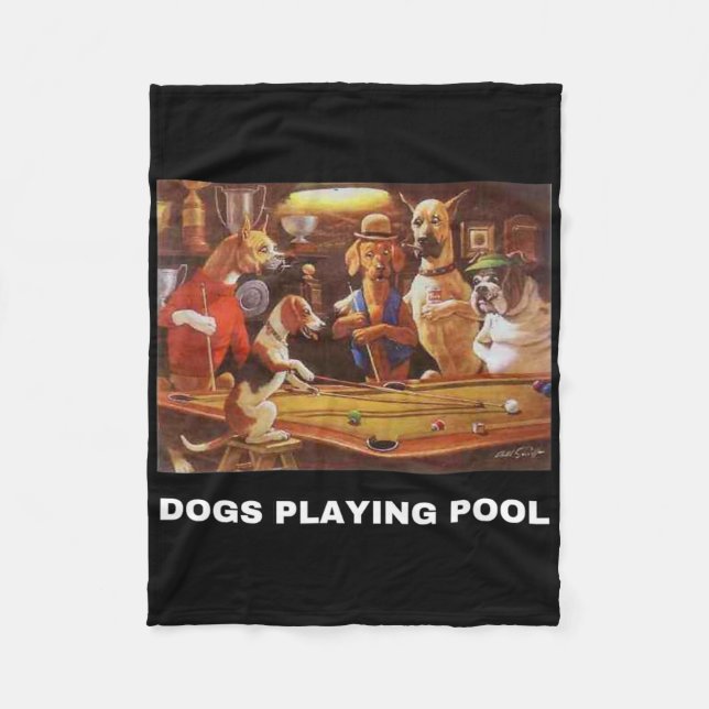Hunde Poolbillard Kunst, Dichtung und Musik Puppie Fleecedecke (Vorderseite)