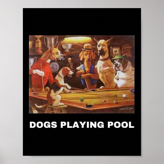 Hunde Poolbillard Kunst, Dichtung und Musik Puppie Poster (Vorne)