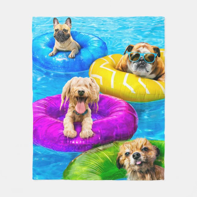 Hunde-Poolparty Fleecedecke (Vorderseite)