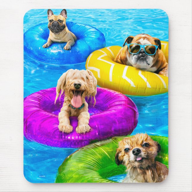 Hunde-Poolparty Mousepad (Vorne)