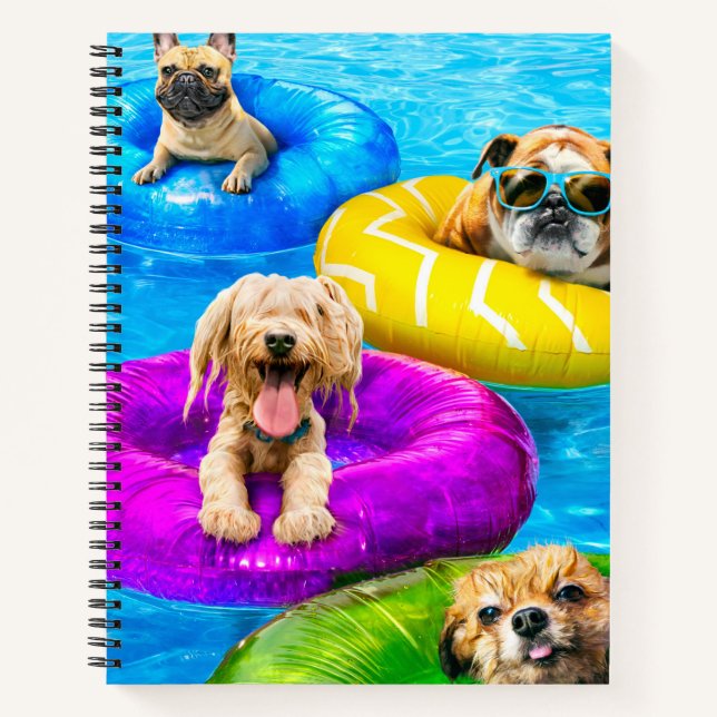 Hunde-Poolparty Notizbuch (Vorderseite)