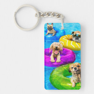 Hunde-Poolparty Schlüsselanhänger