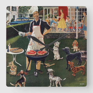 Hunde Quadratische Wanduhr