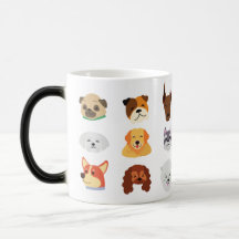 Hunde-Rassen-Muster-Kaffeetasse in bunten Farben s