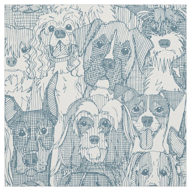 Hunde reichlich Bluestone Stoff (Muster)
