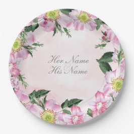 Hunde Rose auf rosa Hintergrund Hochzeit Pappteller