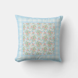 Hunde Rose Blume und Blue Karos Kissen oder Kissen