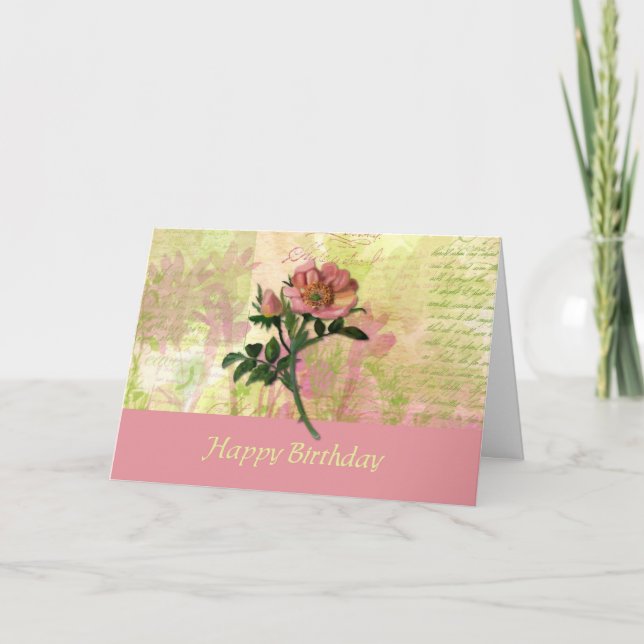 Hunde-Rose Geburtstagskarte Karte (Vorderseite)