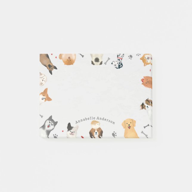 Hunde rund um die Grenzen Postnotizen Post-it Klebezettel (Vorderseite)