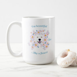 Hunde Samoyed und rosa Blume Kaffeetasse
