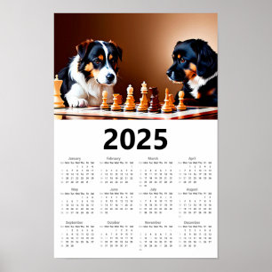 Hunde Schach 2025 Kalender Poster