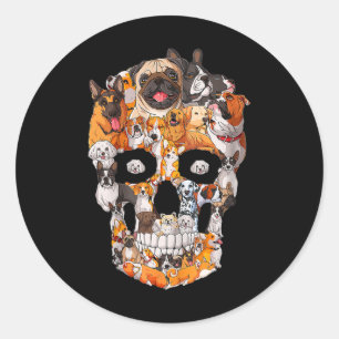 Hunde Schädel Hunde Paw Lover Halloween Hunde Skel Runder Aufkleber