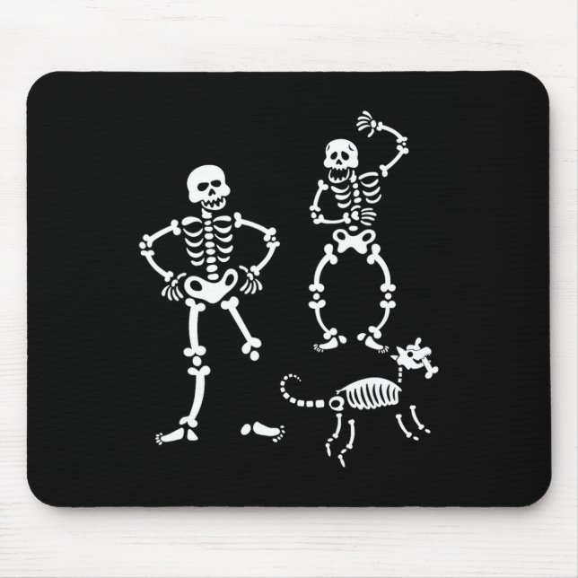 Hunde-Schädel-Skelett Laufendes Halloween-Kostenüm Mousepad (Vorne)