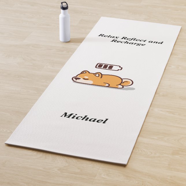 Hunde schlafende Batterie laden Power Energie Spaß Yogamatte (Beispiel)