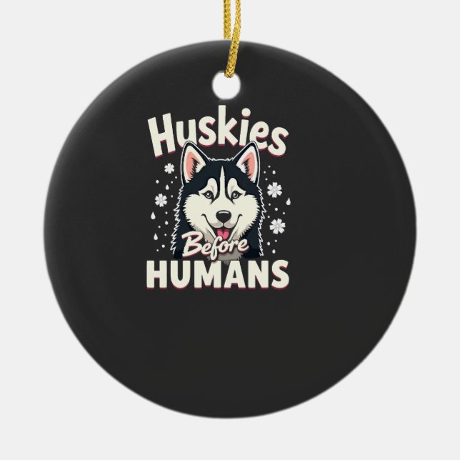 Hunde-Schlittenfahren Mushing-Abenteuer Husky-Team Keramik Ornament (Vorne)