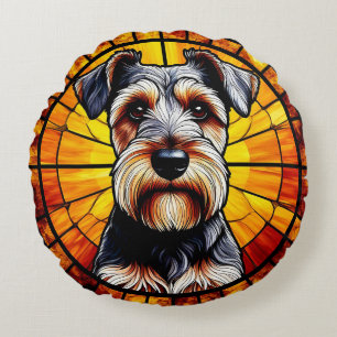 Hunde-Schöne Glasmalerei-Kunst Rundes Kissen