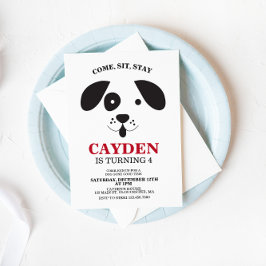 Hunde schwarz-weiße Flecke Geburtstag Einladung