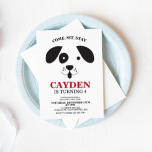 Hunde schwarz-weiße Flecke Geburtstag Einladung