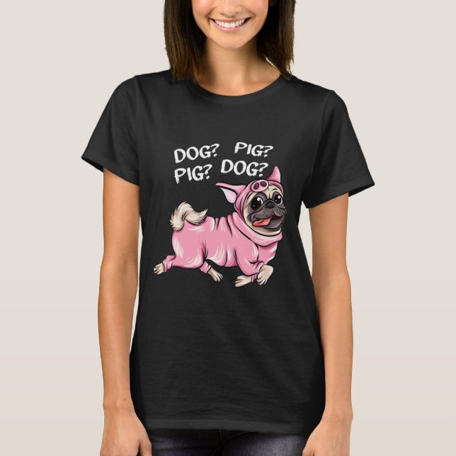 Hunde Schweinefleisch Mops beide lustige Verbindun T-Shirt (Vorderseite)