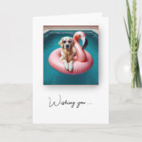 Hunde schwimmen auf einem Flamingo Pool Toy Geburt
