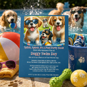 Hunde-Schwimmtag-Poolparty-Einladungsflyer Flyer
