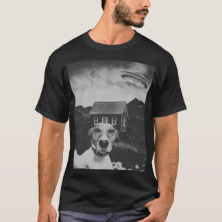 Hunde-Selfie mit Alien UFO lustige Hunde-Geschenke T-Shirt