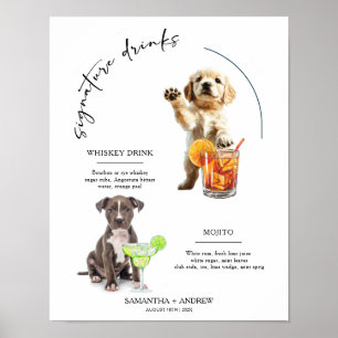 Hunde-Signatur-Drink Hochzeit Bar Drink Menü Poster
