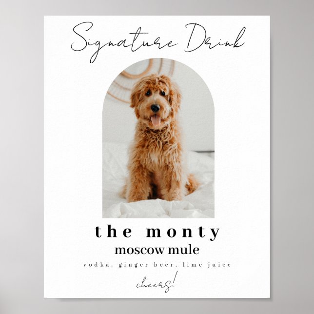 Hunde-Signatur-Drinks Hochzeitssignatur Poster (Vorne)