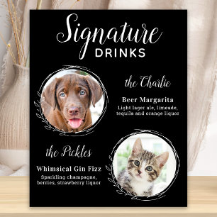Hunde-Signatur Drinks Schwarze Begleiter Hochzeit Poster