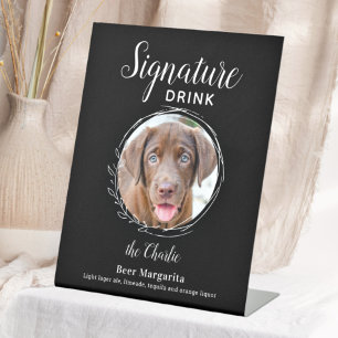 Hunde Signature Drink Moderne Black Pet Hochzeit B Sockelschild
