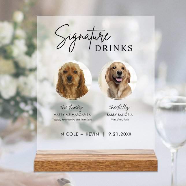 Hunde Signature Drinks Zeichen Hochzeit Bar akryll Acrylschild (Von Creator hochgeladen)