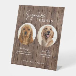 Hunde Signature Drinks Zeichen rustikale Hochzeits Sockelschild