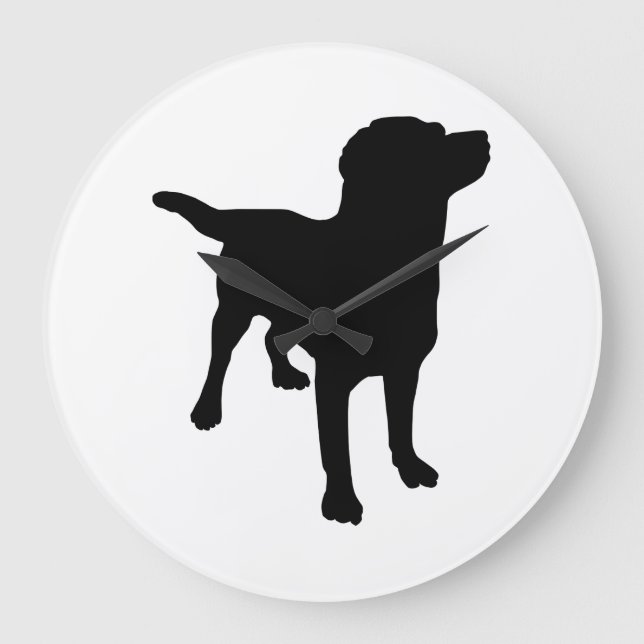 Hunde-Silhouette Große Wanduhr (Vorderseite)