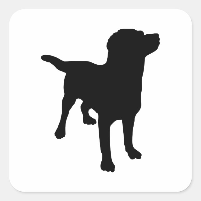 Hunde-Silhouette Quadratischer Aufkleber (Vorderseite)