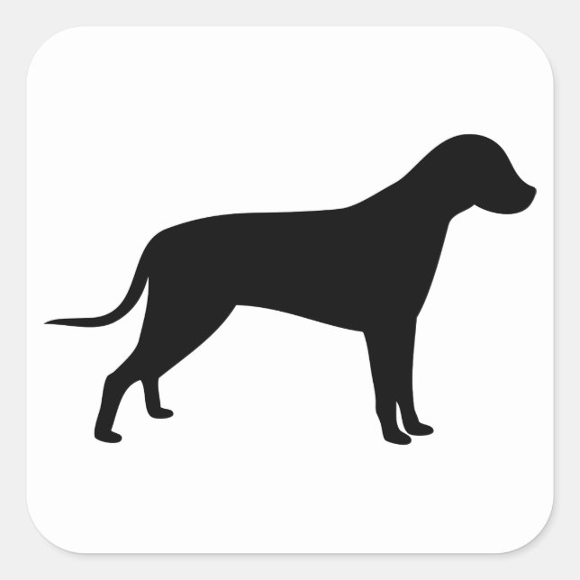 Hunde-Silhouette Quadratischer Aufkleber (Vorderseite)