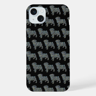 Hunde-Silhouette-Raster Schwarz Mops-Hund süß iPhone 15 Plus Hülle