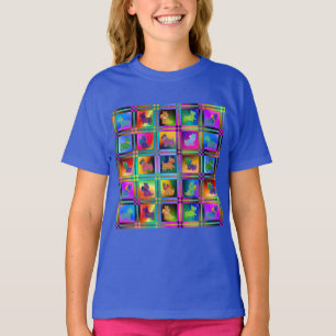 Hunde-Silhouetten erstellen farbiges Gittermuster T-Shirt