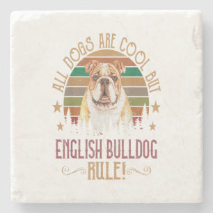 Hunde sind Cool, aber English Bulldog Curs Rule Fu Steinuntersetzer