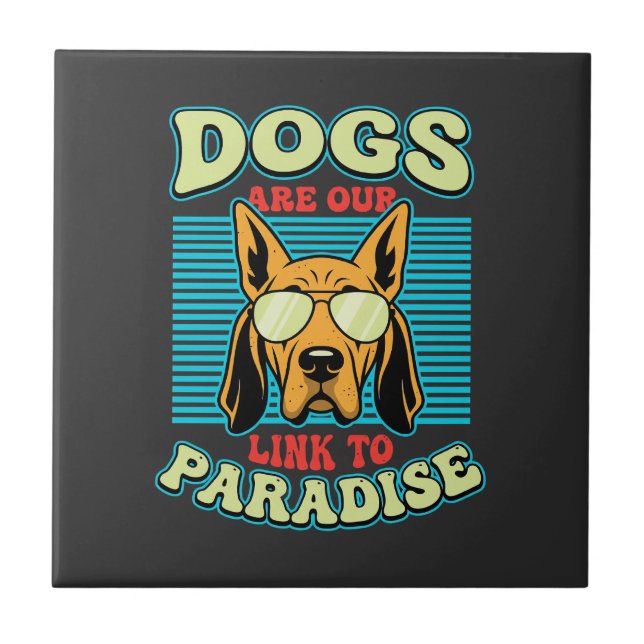 Hunde sind unser Bindeglied zur Paradies-Retro-Vek Fliese (Vorderseite)