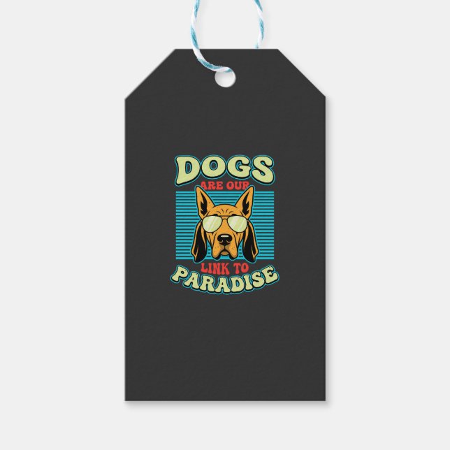Hunde sind unser Bindeglied zur Paradies-Retro-Vek Geschenkanhänger (Vorderseite)