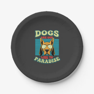 Hunde sind unser Bindeglied zur Paradies-Retro-Vek Pappteller