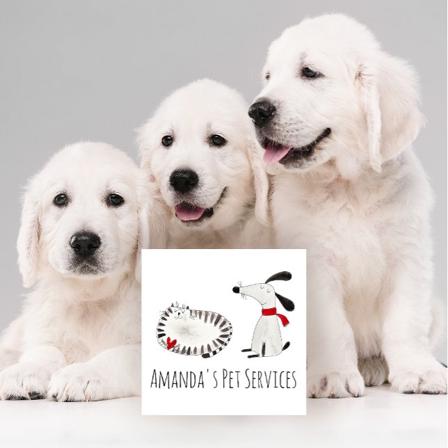 Hunde Sitter Haustiere Service Groomen Niedlich sü Quadratische Visitenkarte (Von Creator hochgeladen)