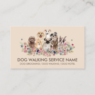 Hunde sitzend Blumen Haustierhandlung Online-Shop Visitenkarte