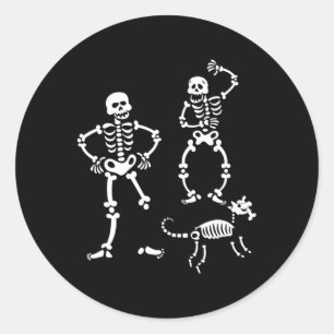 Hunde Skeleton, die Halloween-Kostüm-Party laufen Runder Aufkleber