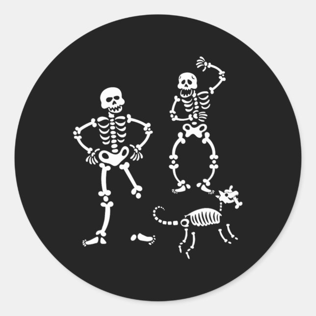 Hunde Skeleton, die Halloween-Kostüm-Party laufen Runder Aufkleber (Vorderseite)